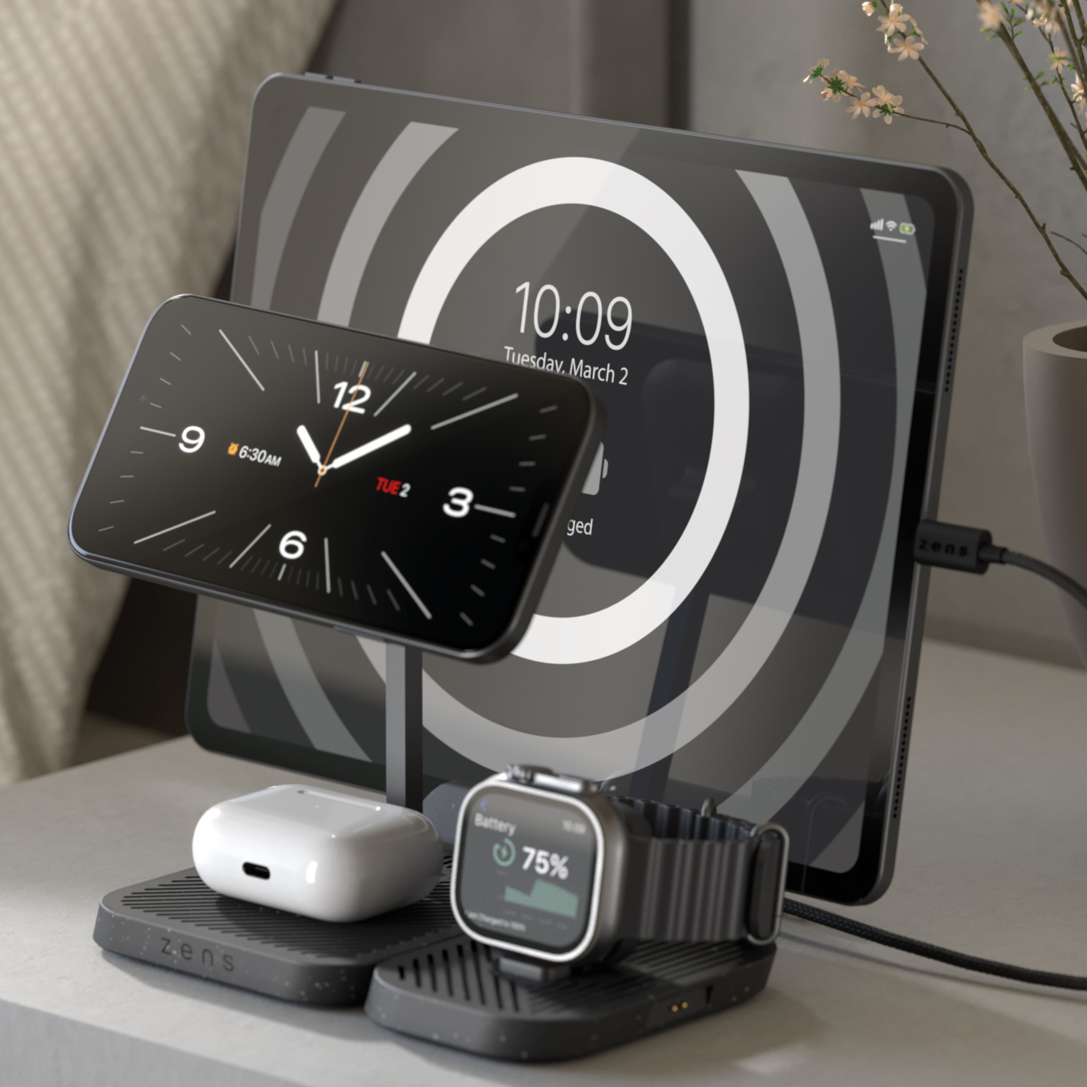 Бездротовий зарядний пристрій Zens 4-in-1 Modular Wireless Charger with iPad Charging Stand Black - 1